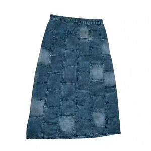 Studio West Patchwork Denim Midi Skirt M